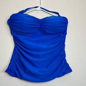 H2oh! Solid Blue Tankini Bathing Suit Top Size DD